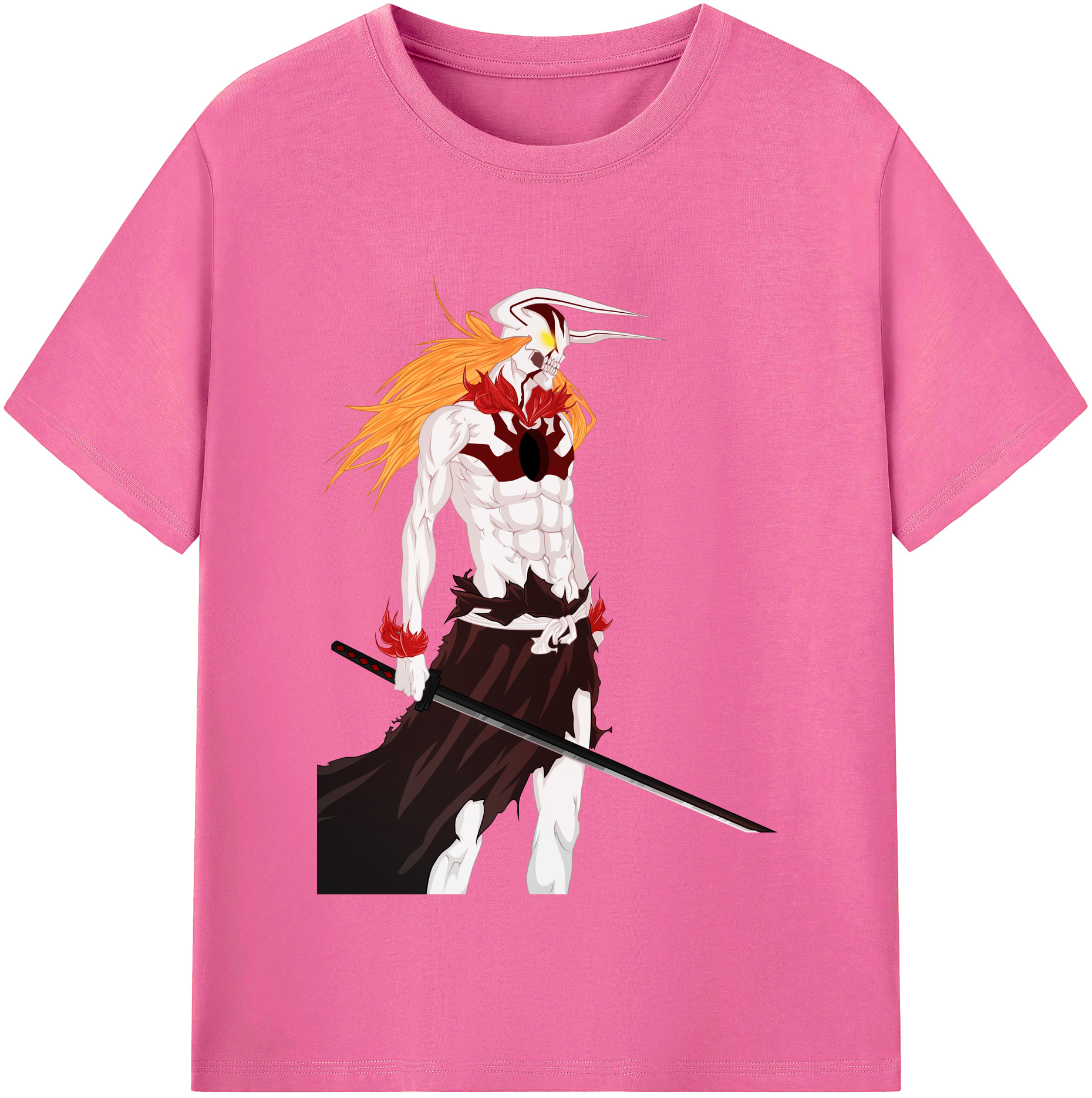 （画像用） ブリーチ 黒崎一護（くろさき いちご）BLEACH Kurosaki Ichigo レディースカジュアルプリントTシャツ（綿100％）
